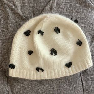 Kate spade ivory with black bows winter hat